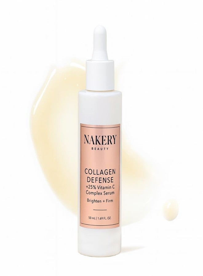 Nakery Collagen Defense Face Serum, 25% Vitamin C Complex with Niacinamide and Peptides, Anti Aging Collagen Booster for Wrinkles and Dark Spots, Brightening Skin Treatment, Made in USA - Image 1
